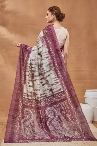 wine color silk blend designer ready to wear saree