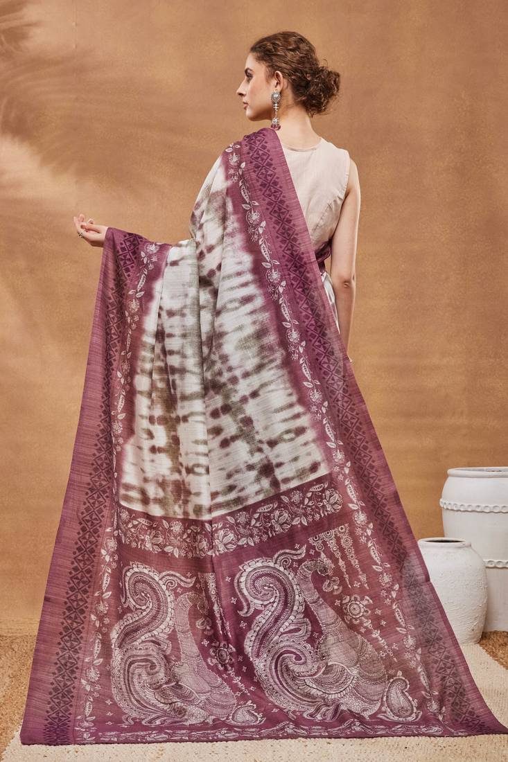 wine color silk blend designer ready to wear saree