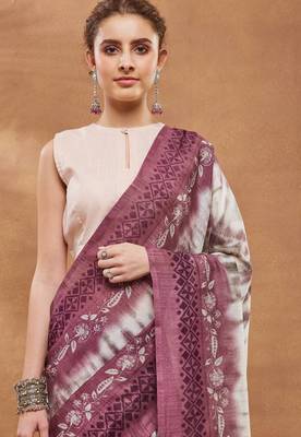 wine color silk blend designer ready to wear saree 3
