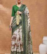 green color silk blend designer ready to wear saree