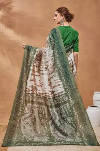 green color silk blend designer ready to wear saree
