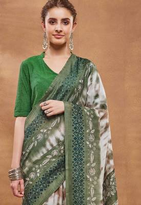 green color silk blend designer ready to wear saree 3