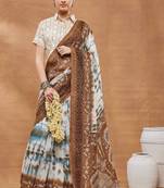 brown color silk blend designer ready to wear saree