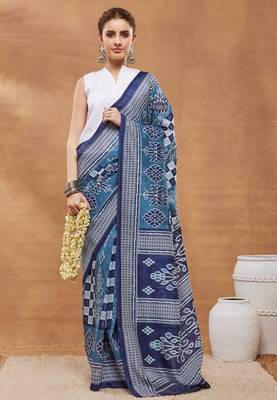 blue color silk blend designer ready to wear saree 1