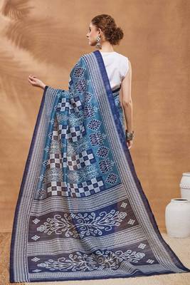 blue color silk blend designer ready to wear saree 2