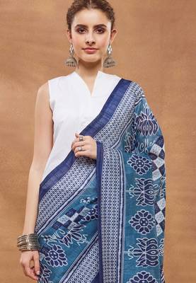 blue color silk blend designer ready to wear saree 3