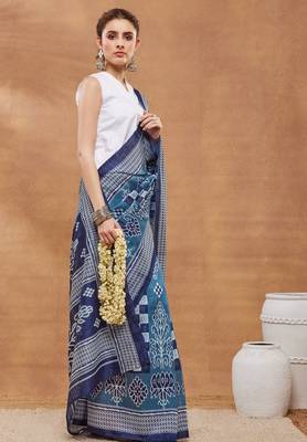 blue color silk blend designer ready to wear saree 4