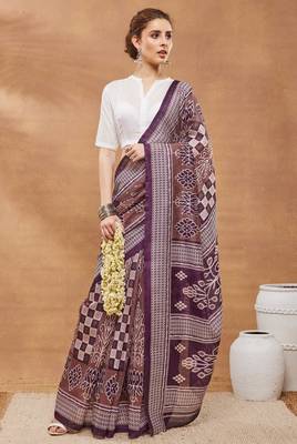 wine color silk blend designer ready to wear saree 1