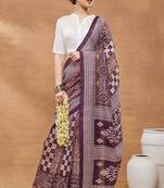 wine color silk blend designer ready to wear saree