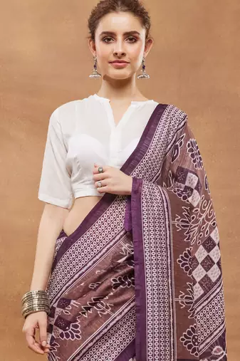 wine color silk blend designer ready to wear saree