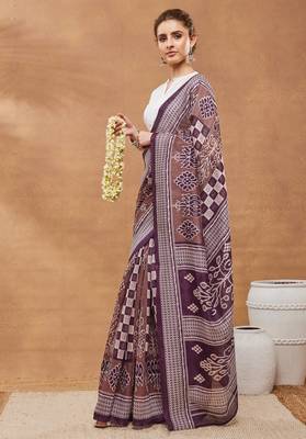 wine color silk blend designer ready to wear saree 4