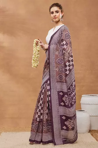 wine color silk blend designer ready to wear saree