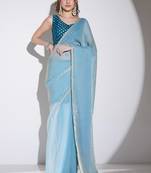 blue color tissue designer ready to wear saree