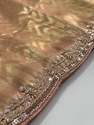 peach color smart and designer banarasi silk blend heavy wedding saree 5