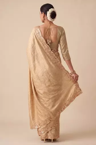 beige color smart and designer banarasi silk blend heavy wedding saree