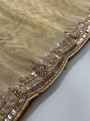 beige color smart and designer banarasi silk blend heavy wedding saree 5