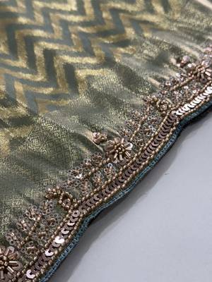 grey color smart and designer banarasi silk blend heavy wedding saree 5
