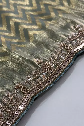 grey color smart and designer banarasi silk blend heavy wedding saree