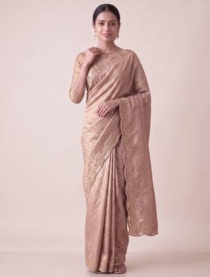 pink color smart and designer banarasi silk blend heavy wedding saree 1
