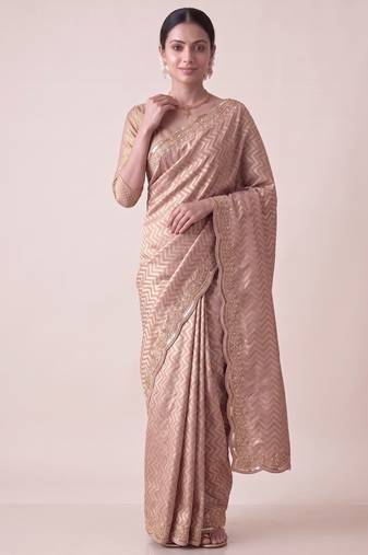 pink color smart and designer banarasi silk blend heavy wedding saree