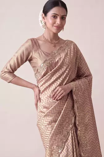 pink color smart and designer banarasi silk blend heavy wedding saree