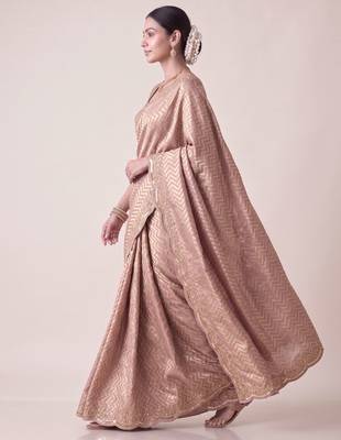 pink color smart and designer banarasi silk blend heavy wedding saree 4