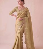 mustard color smart and designer banarasi silk blend heavy wedding saree