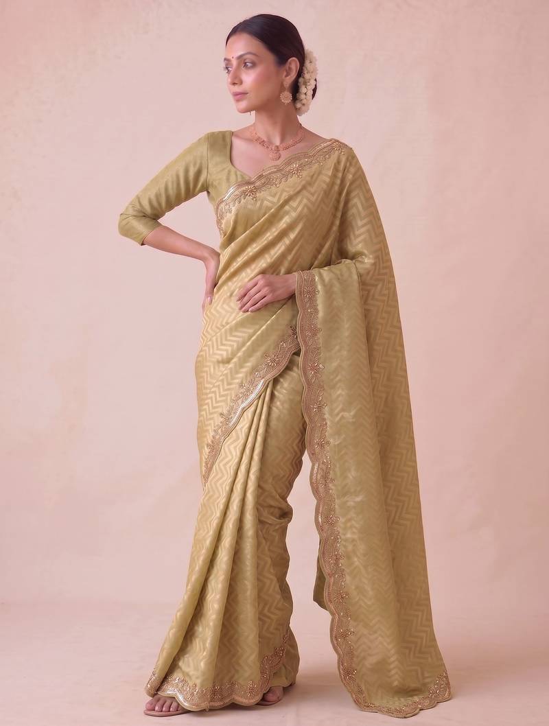 mustard color smart and designer banarasi silk blend heavy wedding saree