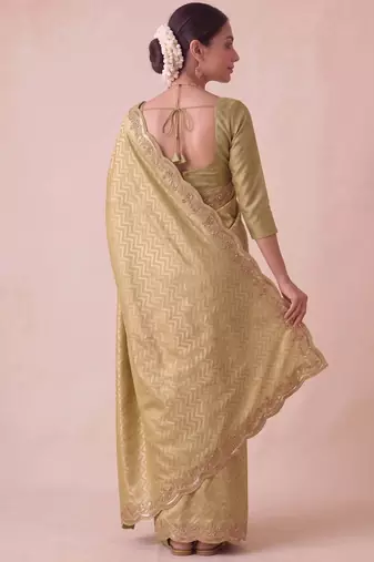 mustard color smart and designer banarasi silk blend heavy wedding saree