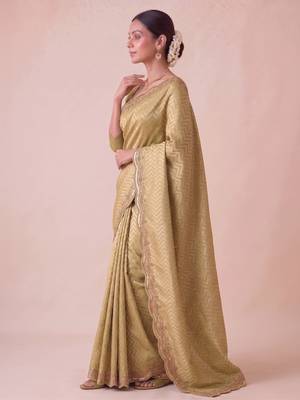 mustard color smart and designer banarasi silk blend heavy wedding saree 4