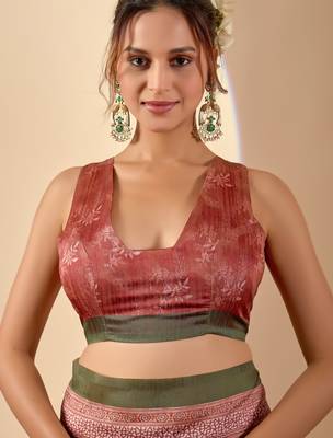 green colour beautiful jute silk blend ready to wear ethnic girlie saree 5