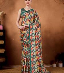 Multi colour beautiful satin ready to wear ethnic girlie saree