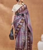 Purple colour beautiful satin ready to wear ethnic girlie saree