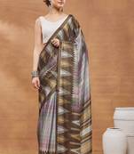 Brown colour beautiful satin ready to wear ethnic girlie saree