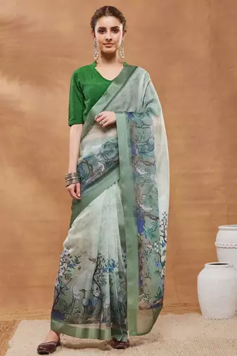 pista colour beautiful silk blend ready to wear ethnic girlie saree