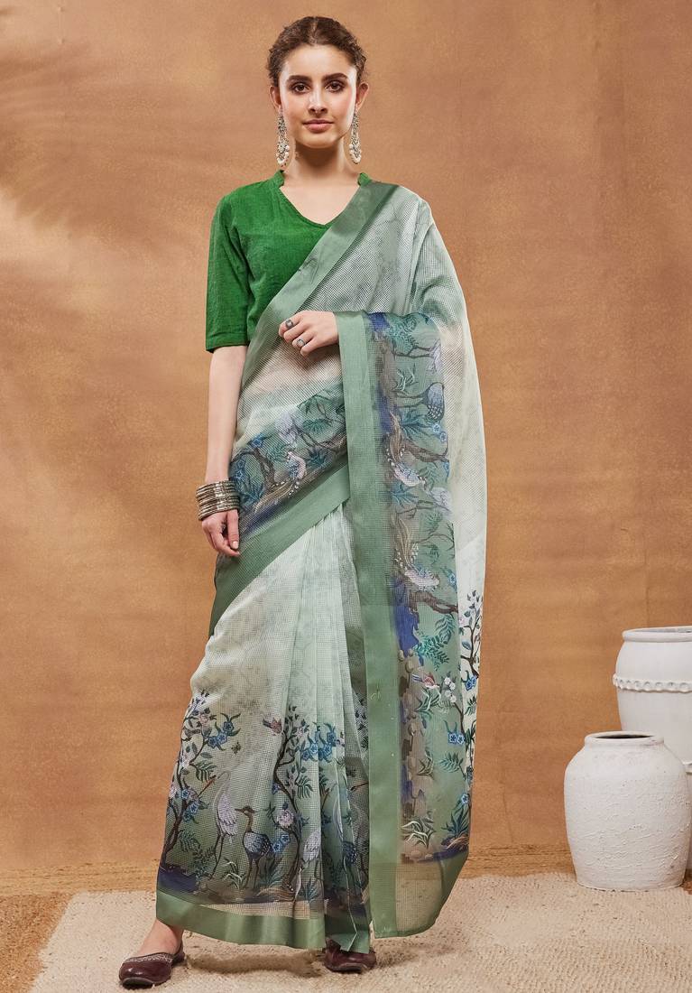 pista colour beautiful silk blend ready to wear ethnic girlie saree