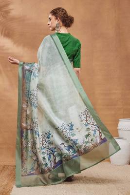 pista colour beautiful silk blend ready to wear ethnic girlie saree 2