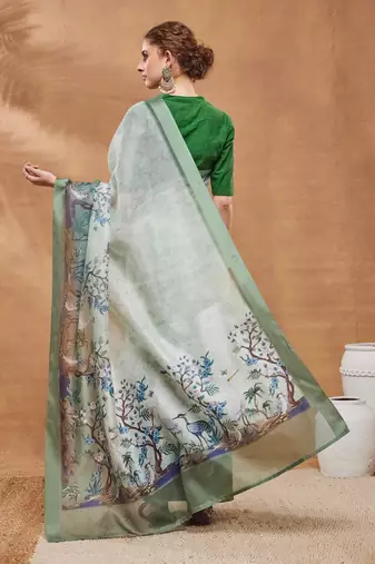 pista colour beautiful silk blend ready to wear ethnic girlie saree