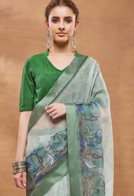 pista colour beautiful silk blend ready to wear ethnic girlie saree 3