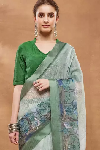 pista colour beautiful silk blend ready to wear ethnic girlie saree