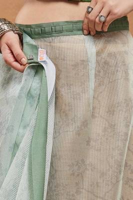 pista colour beautiful silk blend ready to wear ethnic girlie saree 4