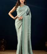 sky colour beautiful silk silk blend ready to wear ethnic girlie saree