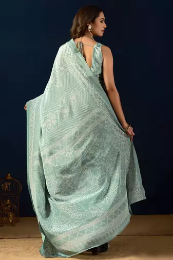sky colour beautiful silk silk blend ready to wear ethnic girlie saree