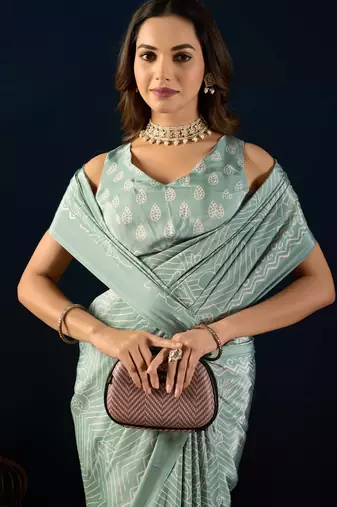 sky colour beautiful silk silk blend ready to wear ethnic girlie saree