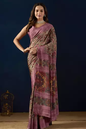 purple colour beautiful silk silk blend ready to wear ethnic girlie saree