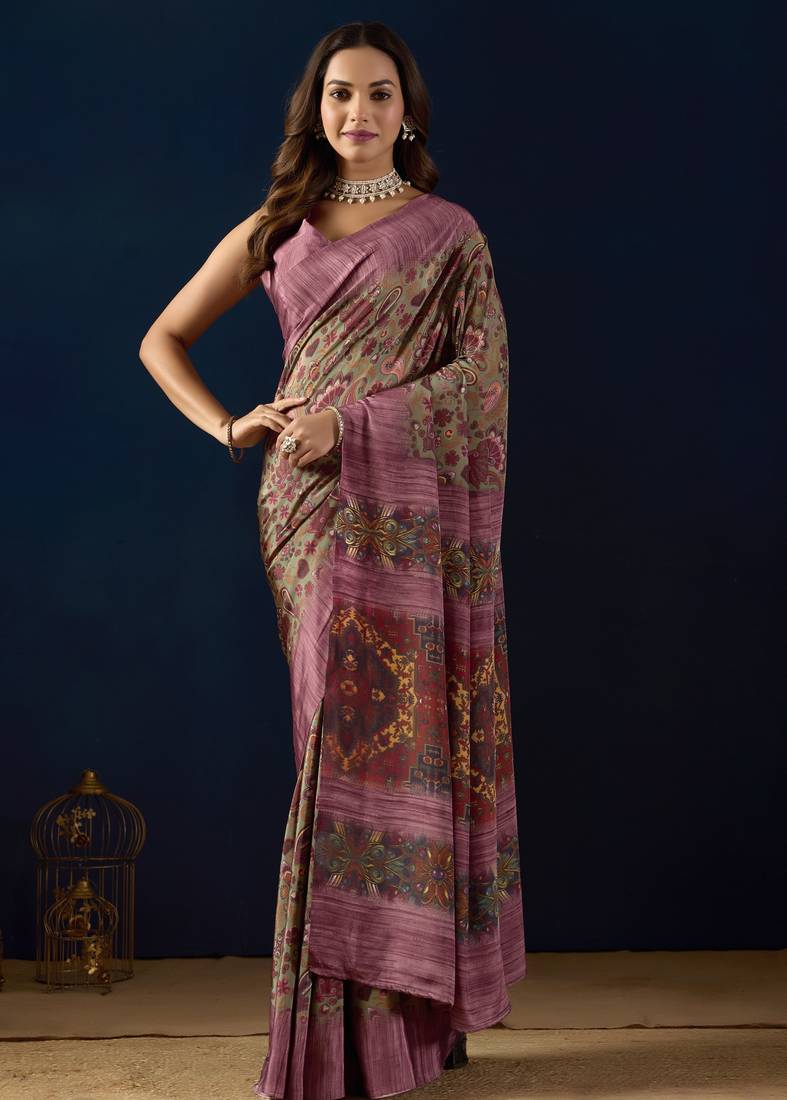 purple colour beautiful silk silk blend ready to wear ethnic girlie saree