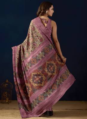 purple colour beautiful silk silk blend ready to wear ethnic girlie saree 2