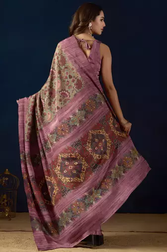 purple colour beautiful silk silk blend ready to wear ethnic girlie saree