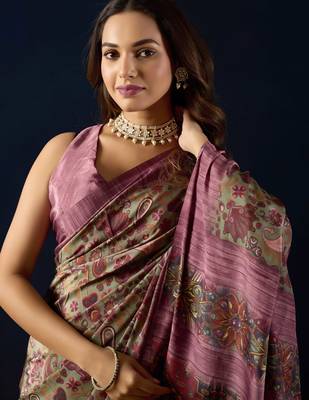 purple colour beautiful silk silk blend ready to wear ethnic girlie saree 3
