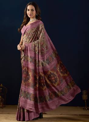 purple colour beautiful silk silk blend ready to wear ethnic girlie saree 4
